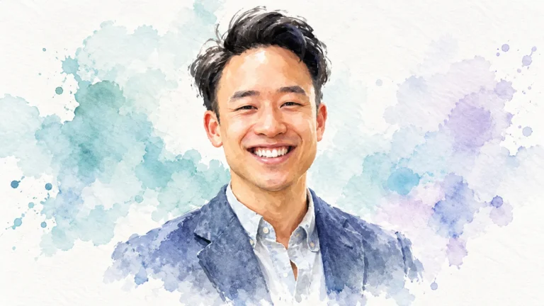 Watercolour portrait of Andrew Ling, Hilton’s regional head of focused service and all-suites brands in Asia Pacific