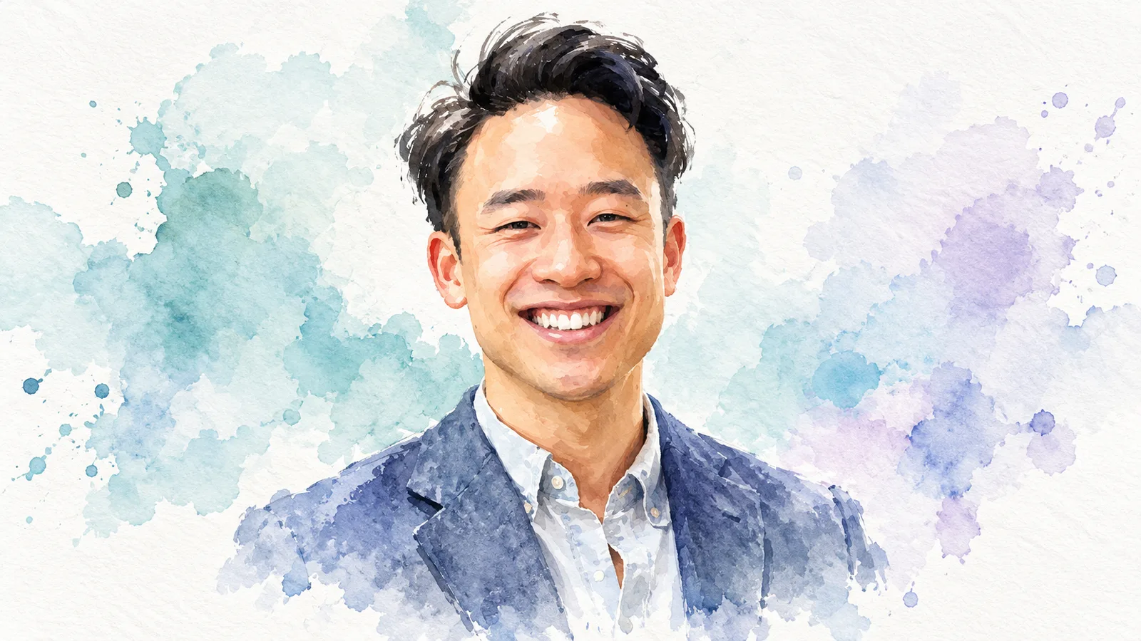Watercolour portrait of Andrew Ling, Hilton’s regional head of focused service and all-suites brands in Asia Pacific