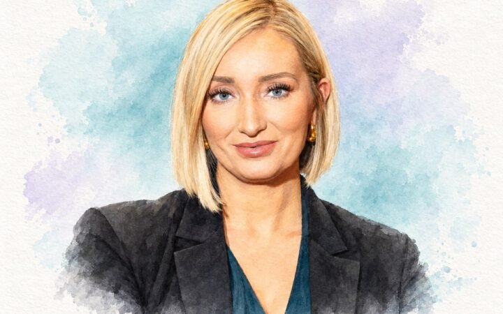 AI-generated watercolour portrait of Carissa Giliam, general manager of The Wildbirch Hotel in Anchorage