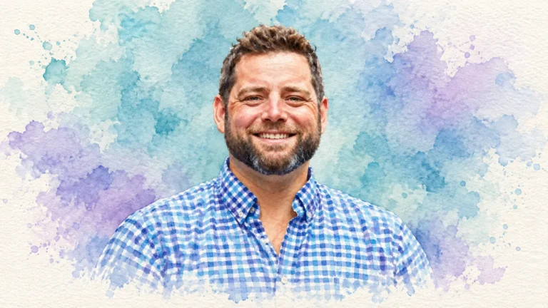 Watercolour illustration of Guy Freedman, group hotel operations director at THE PIG