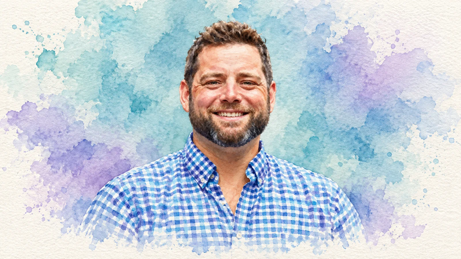 Watercolour illustration of Guy Freedman, group hotel operations director at THE PIG