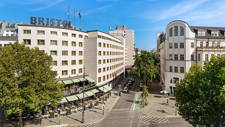 Exterior of Bristol Berlin, Vignette Collection, with its rooftop sign and surrounding streets