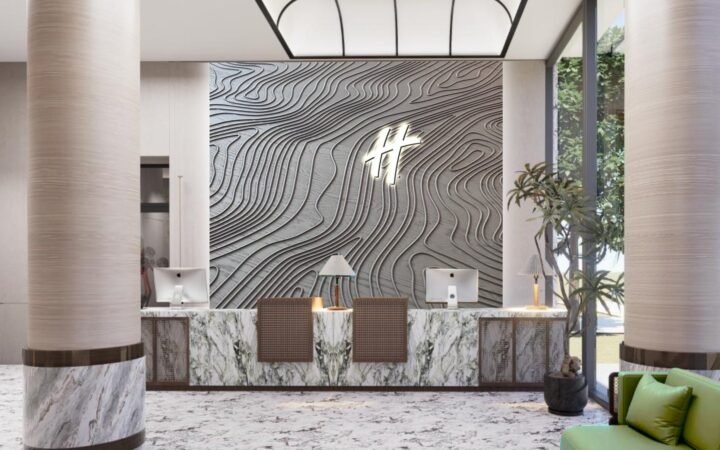 Lobby rendering for Holiday Inn Resort Luang Prabang Naluang Hill.