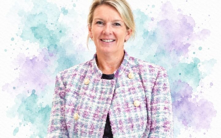 Kate Ling, senior vice president of people operations at Qatar Airways, watercolour portrait