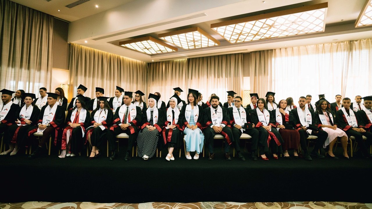 Marriott Tahseen Egypt graduates seated together at their fourth-cohort graduation ceremony.