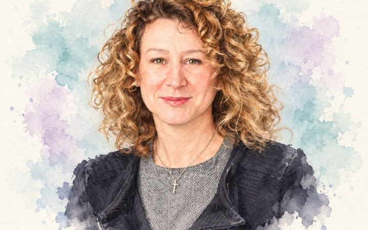 AI-generated watercolour portrait of Roberta Possenti, Senior Vice President Europe at Preferred Hotels & Resorts