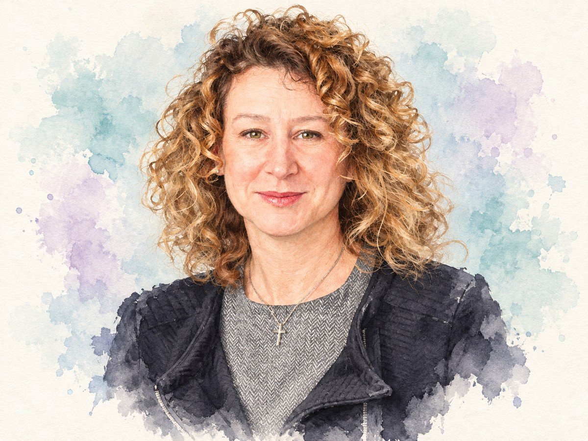 AI-generated watercolour portrait of Roberta Possenti, Senior Vice President Europe at Preferred Hotels & Resorts