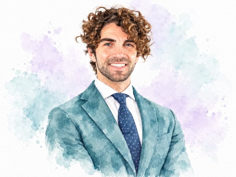 Salvatore Marmolaro, director of operations at 753 Hospitality, watercolour portrait