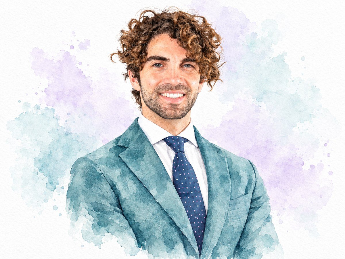 Salvatore Marmolaro, director of operations at 753 Hospitality, watercolour portrait