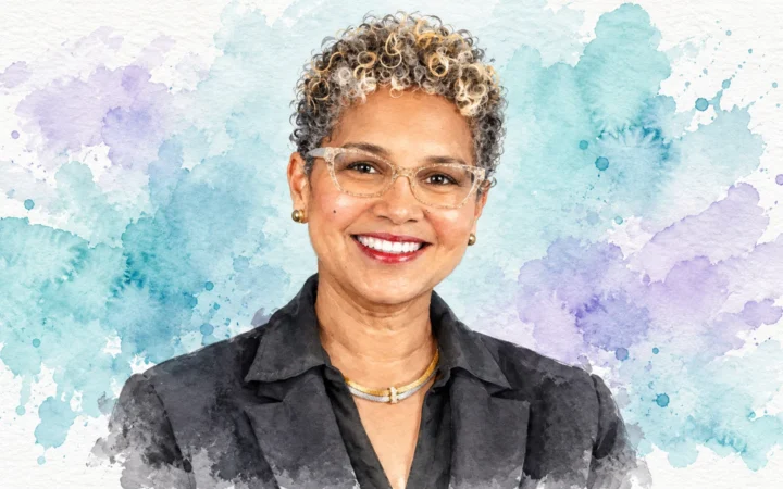 Watercolour portrait of Shireene Mathlin-Tulloch, Chief Operating Officer of Sun Group Hotels