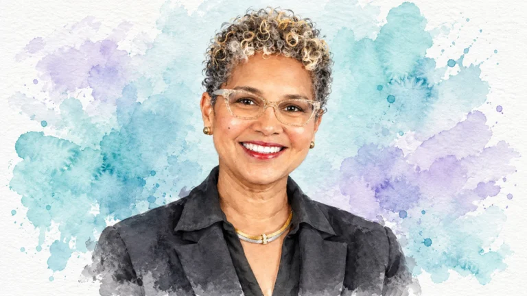 Watercolour portrait of Shireene Mathlin-Tulloch, Chief Operating Officer of Sun Group Hotels